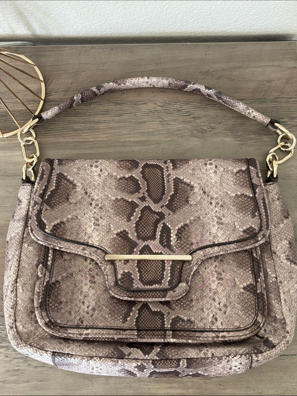 Henri Bendel Snake-Print Shoulder Bag with crossbody Strap
